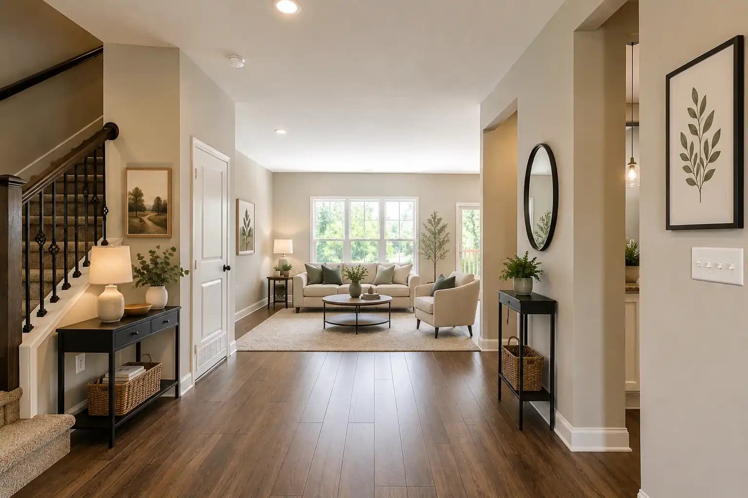 The same living room professionally staged by Sojourn