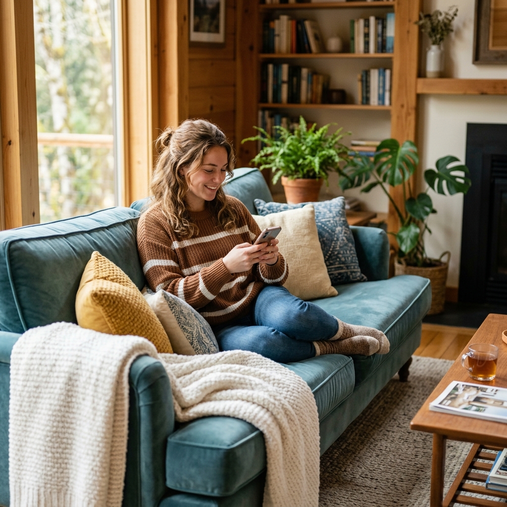 Guest relaxing at Sojourn vacation rental